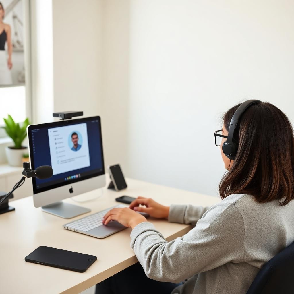 Candidate preparing a quiet home workspace for an online proctored exam